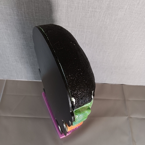 Halloween Frankenstein 12.25” Prop Decor Figure Hard Foam Glittered Pumpkin Goth - Picture 11 of 11